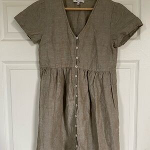 Madewell Brown Linen Midi Sundress